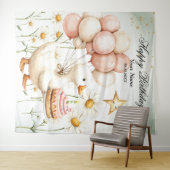 Tenture Aquarelle Bébé Oie blanche Anniversaire fête migno (En situation (horizontale))