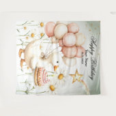 Tenture Aquarelle Bébé Oie blanche Anniversaire fête migno (Devant (Horizontal))