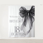 Tenture Aquarelle Black Bow 18e anniversaire Bienvenue (Devant)