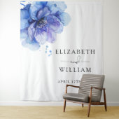 Tenture Aquarelle bleu bleu bleu foncé Fond photo (En situation)