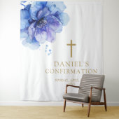 Tenture Aquarelle bleu chic fond de confirmation florale (En situation)