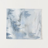 Tenture Aquarelle bleu foncé Forêt Abstraite    (Devant (Horizontal))