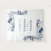Tenture Aquarelle bleu marine Floral Photo Booth fond (Devant (Horizontal))