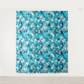 Tenture Aquarelle bleu moderne Triangle Motif Abstrait (Devant)