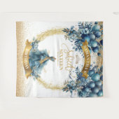 Tenture Aquarelle bleu or élégant Sweet 16 draps (Devant (Horizontal))