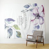 Tenture Aquarelle bleu rose pomme Mariage de fleurs (En situation (horizontale))