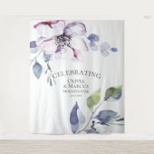 Tenture Aquarelle bleu rose pomme Mariage de fleurs (Devant)