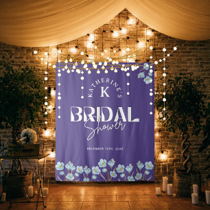 Tenture Aquarelle bleu vintage Fête des mariées florale