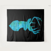 Tenture Aquarelle bleue Cerf Silhouette (Devant (Horizontal))