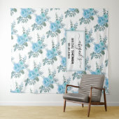 Tenture Aquarelle bleue fleurs florales douche nuptiale fl (En situation (horizontale))