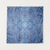 Tenture Aquarelle bleue Sri Yantra/Sri Chakra (Devant (Horizontal))