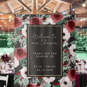 Tenture Aquarelle Botanique Noir Muté Wedding shower