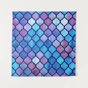 Tenture Aquarelle carreaux arabes géométriques Abstraits