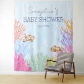 Tenture Aquarelle Clown Poisson Coral Reef Baby shower (En situation)
