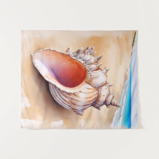 Tenture Aquarelle Conch Shell sur la plage (Devant (Horizontal))