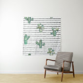 Tenture Aquarelle de Cactus : Dessin de stylo Vintage. (En situation)