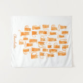 Tenture Aquarelle de chat orange personnalisée (Devant (Horizontal))