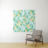Tenture Aquarelle de citron bleu motif (En situation)