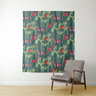 Tenture Aquarelle de coquelicots sauvages