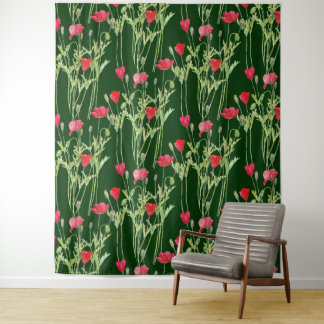 Tenture Aquarelle de coquelicots sauvages