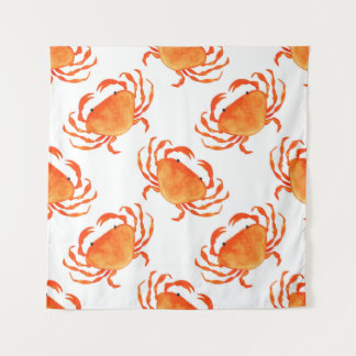 Tenture Aquarelle de crabe : Motif Arrière - plan blanc