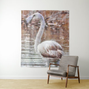 Tenture Aquarelle de Flamant rose exotique