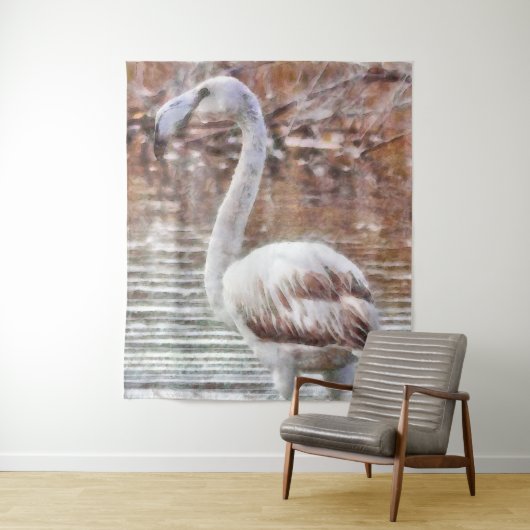 Tenture Aquarelle de Flamant rose exotique (En situation)