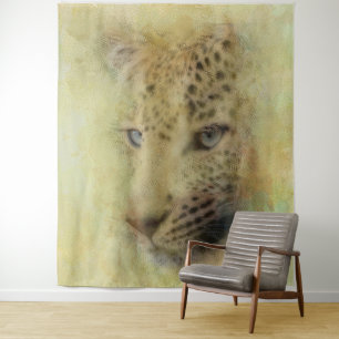 Tenture Aquarelle de la faune du léopard d'Afrique