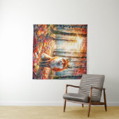 Tenture Aquarelle de la forêt d'automne renard (En situation (horizontale))