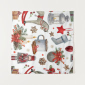 Tenture Aquarelle décoration de noël motif (Devant (Horizontal))