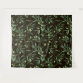Tenture Aquarelle des branches d'olive en noir (Devant (Horizontal))