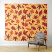 Tenture Aquarelle des feuilles rouges (En situation (horizontale))