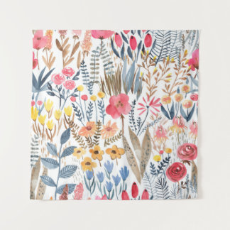 Tenture Aquarelle dessinée à la main motif floral transpar