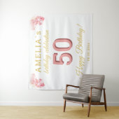 Tenture Aquarelle d'orchidée rose 50e anniversaire fond (En situation)