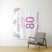 Tenture Aquarelle d'orchidée rose 80e anniversaire fond (En situation)