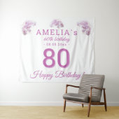 Tenture Aquarelle d'orchidée rose 80e anniversaire fond (En situation (horizontale))