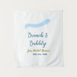 Tenture Aquarelle dorée bleue bulles et brunch mariage sh