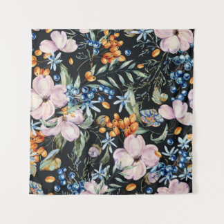 Tenture Aquarelle douce : Baies florales roses