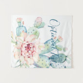 Tenture Aquarelle douce Pastel Blooming Cactus (Devant (Horizontal))