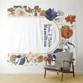 Tenture Aquarelle Dusty Blue Terracotta Floral Mariage (En situation (horizontale))