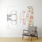 Tenture Aquarelle Elephant Girl Baby shower fond (En situation (horizontale))