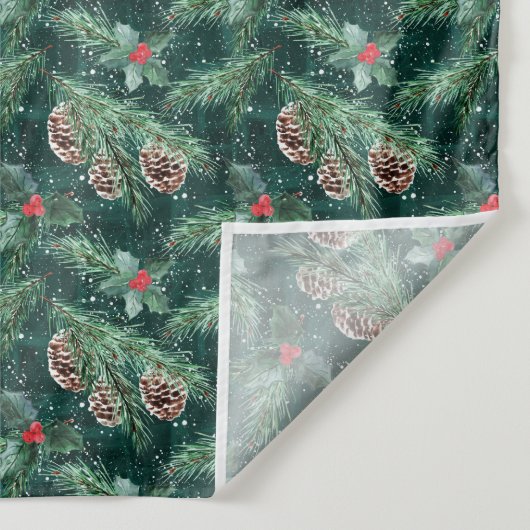 Tenture Aquarelle Épinette de Noël aux cônes (Détail)