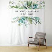 Tenture Aquarelle Eucalyptus Verdure Mariage fond (En situation)