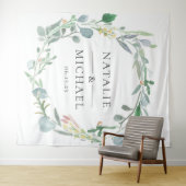 Tenture Aquarelle Eucalyptus Wreath Mariage vert (En situation (horizontale))