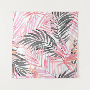 Tenture Aquarelle Feuille rose tropicale
