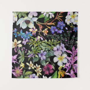 Tenture Aquarelle Feuilles tropicaux : Motif transparent