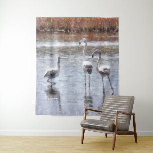 Tenture Aquarelle Flamant rose Pose