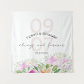 Tenture Aquarelle Fleur sauvage rose botanique (Devant)