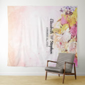 Tenture Aquarelle Fleurs Mariage Photo Booth fond (En situation (horizontale))