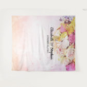 Tenture Aquarelle Fleurs Mariage Photo Booth fond (Devant (Horizontal))